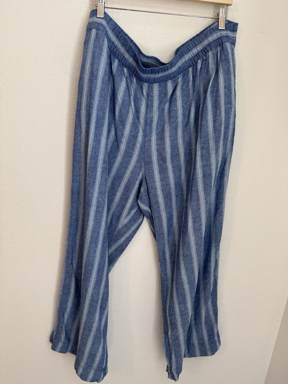 Old Navy Womens Wide Leg Linen Pants Size 2X Blue Beach Coastal Euro Summer